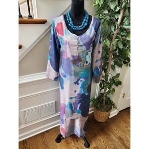 SHEIN Women Multicolor Polyester Round Neck Long Sleeve Maxi Dress Size X-Large